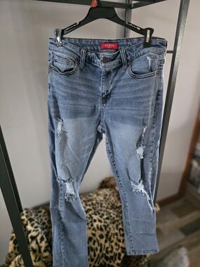 GUESS Women's Distressed Blue Denim Jeans